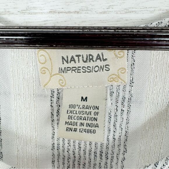 Natural Impressions Striped Muslin Swim Cover Maxi Dress White Medium - Picture 10 of 11